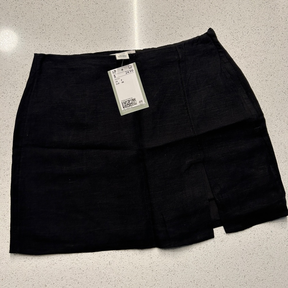 NWT H&M Black Linen Skirt